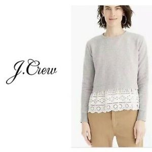 J. Crew Gray Eyelet Sweatshirt, Small